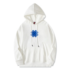 Custom pattern embroidery street style white hoodies sweatshirt