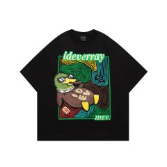 Men's black 100% cotton t-shirt with printed pattern