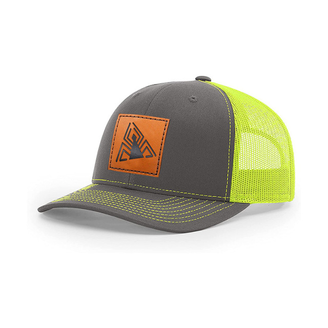 Slightly Curved Brim & Leather Patch Mesh Hats