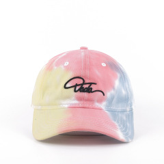 Unstructured Tie Die Dad Hat With 3D Embroidery