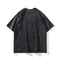 Custom washed distressed cotton T-shirt