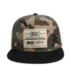 Camo Acrylic 3D Embroidered & Woven Patch Flat Brim Snapback Cap
