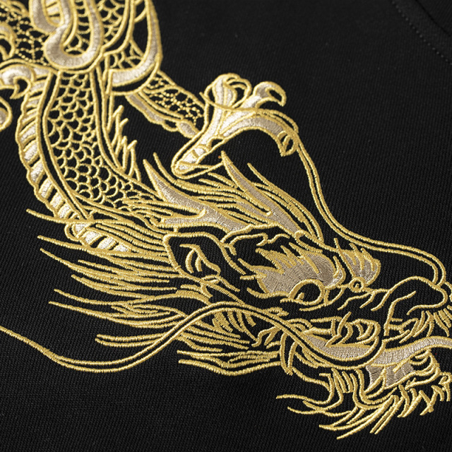 Custom pattern embroidery street style black hoodies sweatshirt