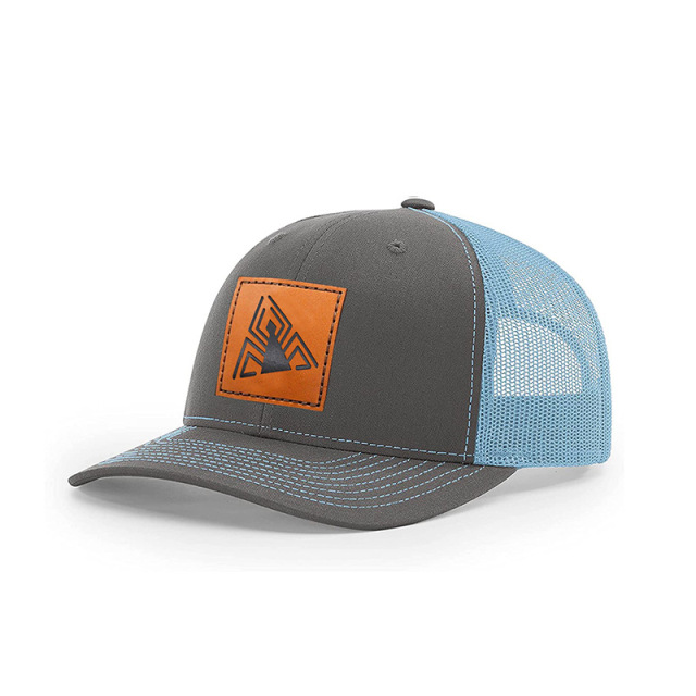 Slightly Curved Brim & Leather Patch Mesh Hats