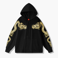 Custom pattern embroidery street style black hoodies sweatshirt