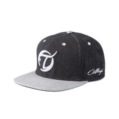 Demin 3D Embroidered & Side Flat Brim Snapback Cap