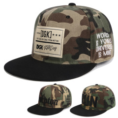 Camo Acrylic 3D Embroidered & Woven Patch Flat Brim Snapback Cap