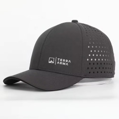 Laser Cut Hole Sports Baseball Cap with silk printed logo