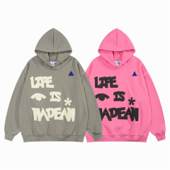Custom Pink french terry printed logo hoodies sweatshirt