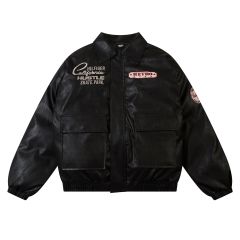 Black Jacket with embroider fasion style-HappyCrownClothing