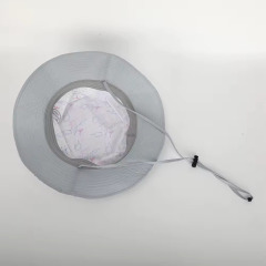 Printed Logo Wide Brim Bucket Hat With String
