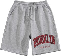 Men's Letter Graphic Track Shorts Drawstring Waist Summer Workout Shorts