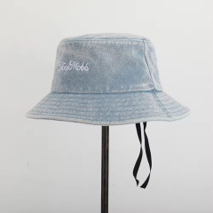 Factory Custom Adjustable Denim Washed Embroidered Bucket Hat