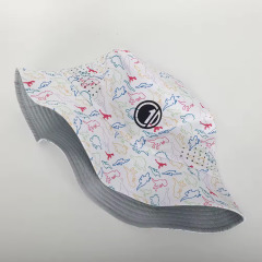 Printed Logo Wide Brim Bucket Hat With String