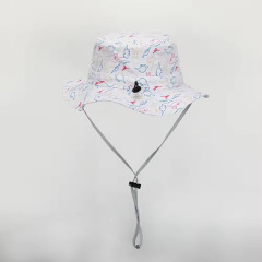 Printed Logo Wide Brim Bucket Hat With String