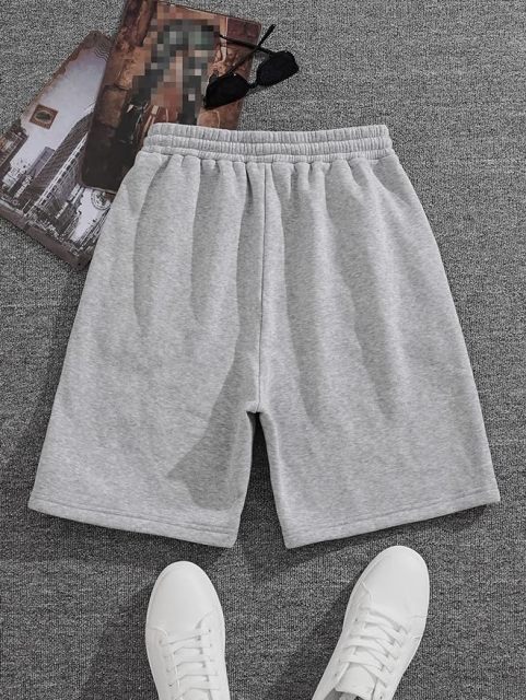 Men's Letter Graphic Track Shorts Drawstring Waist Summer Workout Shorts