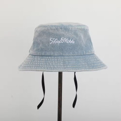 Factory Custom Adjustable Denim Washed Embroidered Bucket Hat