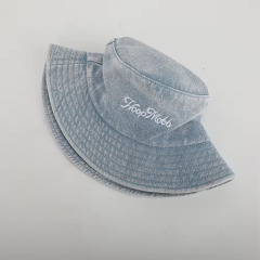 Factory Custom Adjustable Denim Washed Embroidered Bucket Hat