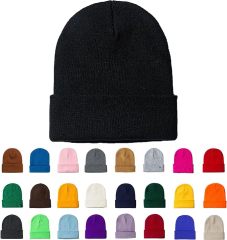 Blank Unisex Knitted Cuffed Beanie for Men, Women