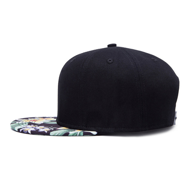 Custom Snapback hat, Floral Print Brim Plain 6 panels Hip-hop Style Snapback