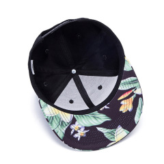 Custom Snapback hat, Floral Print Brim Plain 6 panels Hip-hop Style Snapback