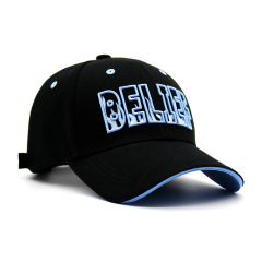 Sandwish Brim Cotton Unisex Baseball Cap with 3D embroidery For Sports