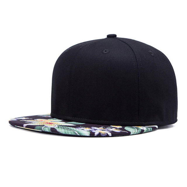 Custom Snapback hat, Floral Print Brim Plain 6 panels Hip-hop Style Snapback