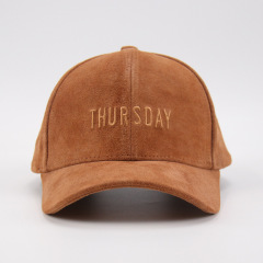 Suede Unisex Baseball Cap with Flat embroidery