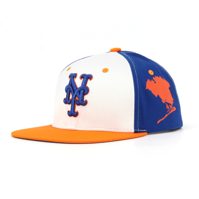 Custom Snapback hat,  3D Embroidery Classical Snapback (white,blue and orange)