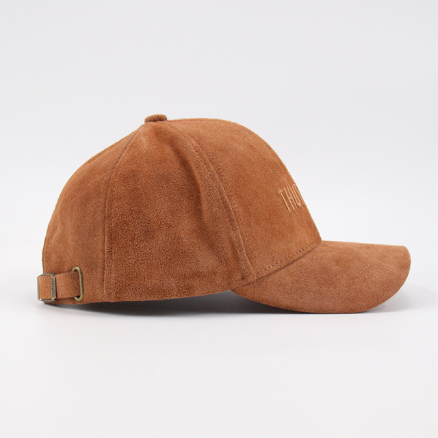 Suede Unisex Baseball Cap with Flat embroidery