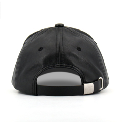 PU Leather Unisex Baseball Cap with Flat Embroidery