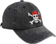 Washed Denim Cotton Embroidered Skeleton Dad Hat