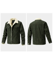 Custom Men's Button Up Warm Casual Corduroy And Sherpa Lined Jackets