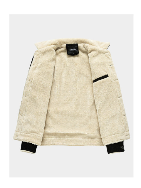 Custom Men's Button Up Warm Casual Corduroy And Sherpa Lined Jackets