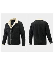 Custom Men's Button Up Warm Casual Corduroy And Sherpa Lined Jackets