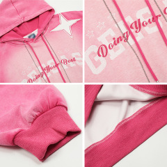 Star patch printed hoodie-Happy Crown Clothing