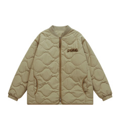 Solid color jacket Japanese style loose diamond quilted cotton baseball jacket