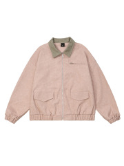 PU leather jacket custom men's contrast color stitching embroidered letters