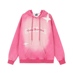 Star patch printed hoodie-Happy Crown Clothing