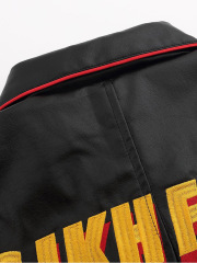 New embroidered PU leather jacket lapel coat custom