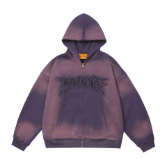 Men's inkjet gradient print hoodie jacket-Happy Crown Clothing
