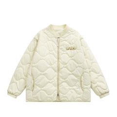 Solid color jacket Japanese style loose diamond quilted cotton baseball jacket