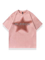 Men's T-shirt short sleeve five-pointed star print -Happy Crown Clothing