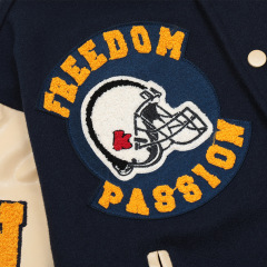 Men's loose long-sleeved PU leather sleeves contrast color jacket coat