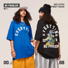 Hip-hop street loose rabbit print short-sleeved T-shirt-Happy Crown Clothing