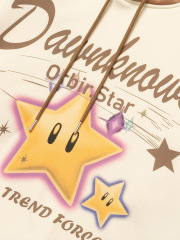 Loose Top Contrast Color Star Print Sweatshirt Customized-Happy Crown Clothing