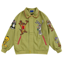 New embroidered PU leather jacket lapel coat custom
