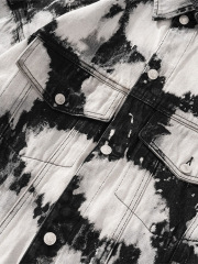 Ink-splashed tie-dyed men's denim jacket high street fashion brand