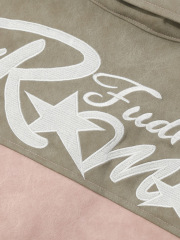 PU leather jacket custom men's contrast color stitching embroidered letters