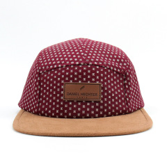 Custom 5 panel hats with Leather patch